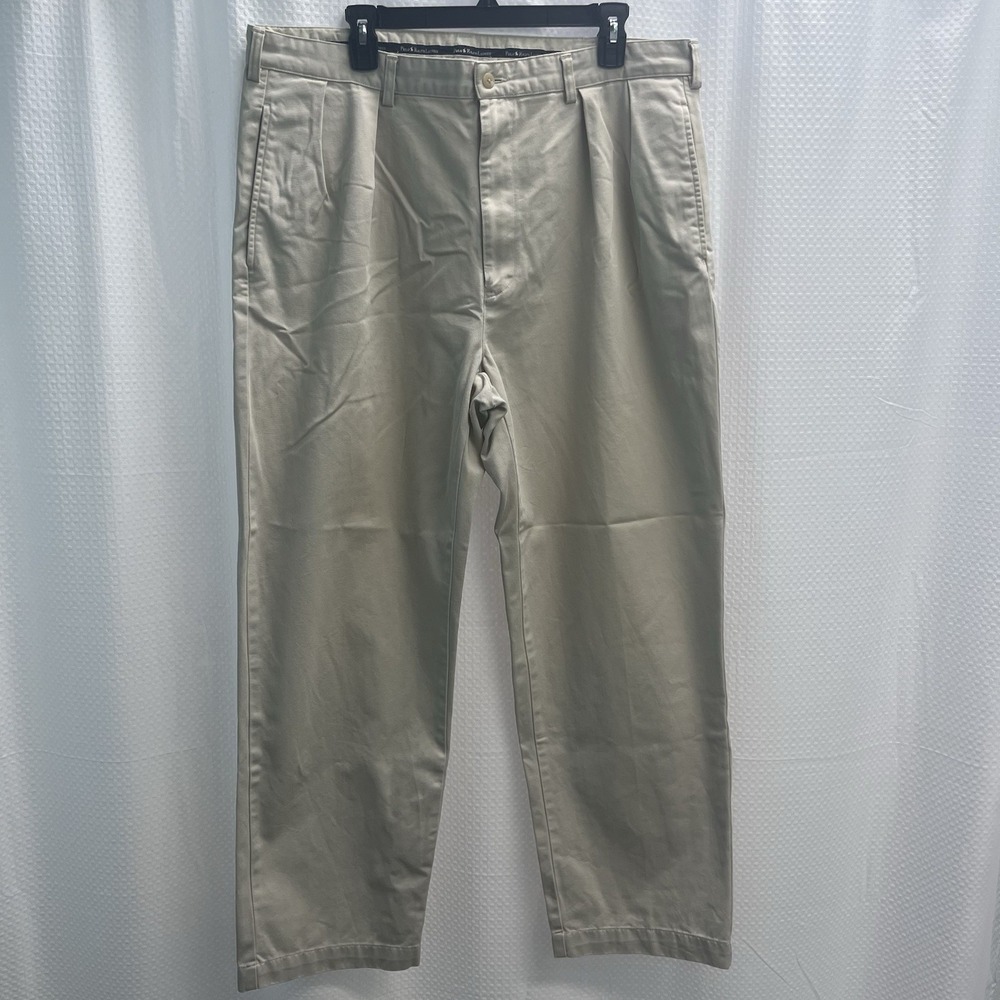 Polo Ralph Lauren Khaki Chino Pleat Beige Andrew Pant Preppy Country Club 38x30
